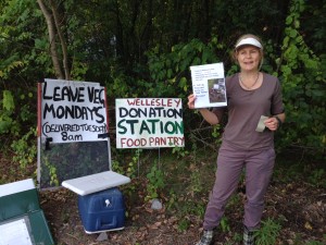 Judith Boland shared information about the garden's donation program to the Wellesley Food Pantry