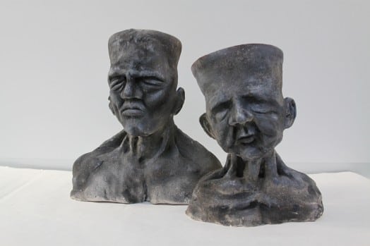 Sculptured heads - Clay student, Brian Tom