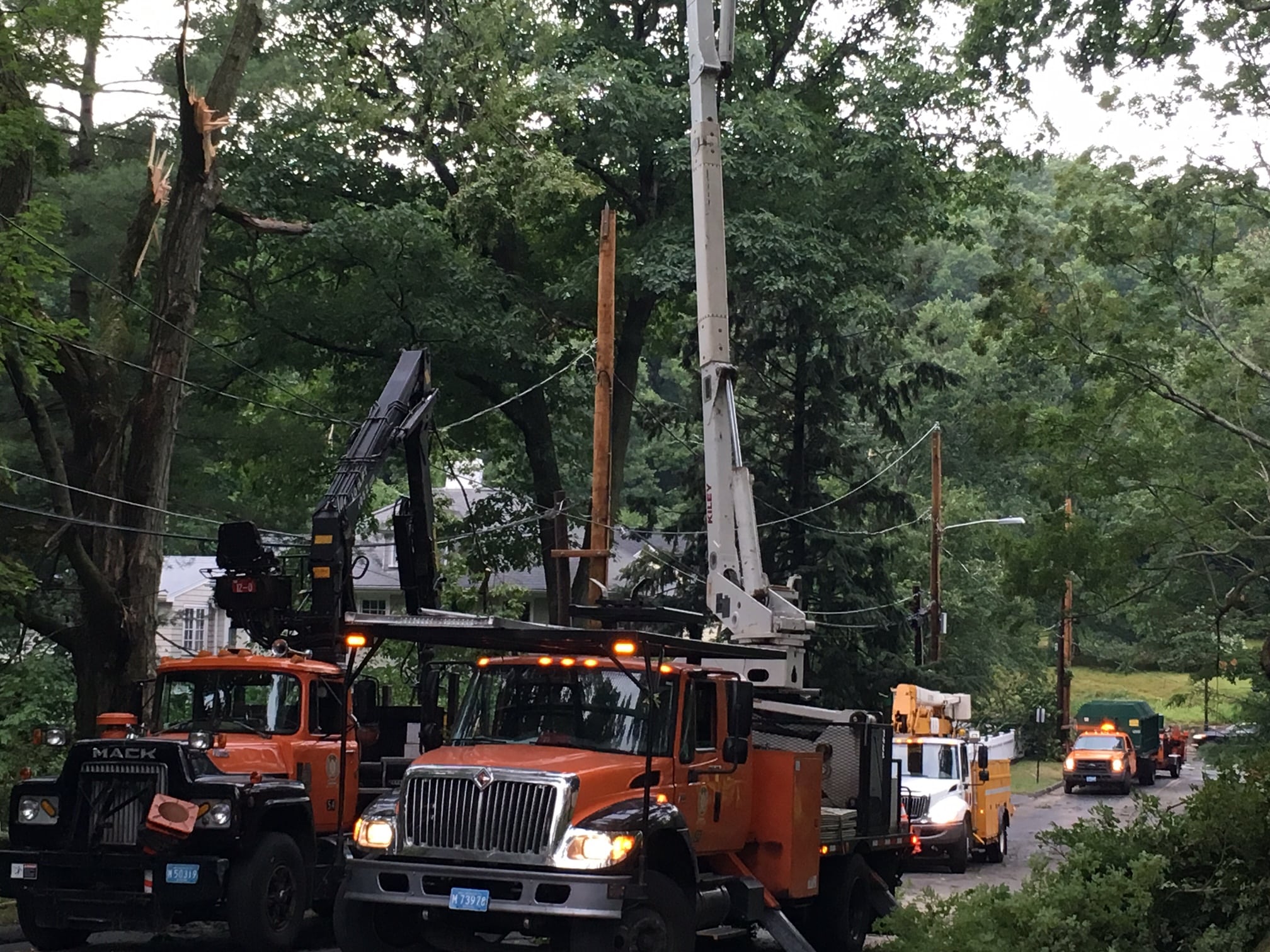 First responders were out fast, approaching the job in what looked like a triage fashion: first they cleared the roads of all tree limbs. Next, MLP crews got in there and worked restoring power. Throughout the area, the sound of chainsaws and the smell of pine permeated the air.
