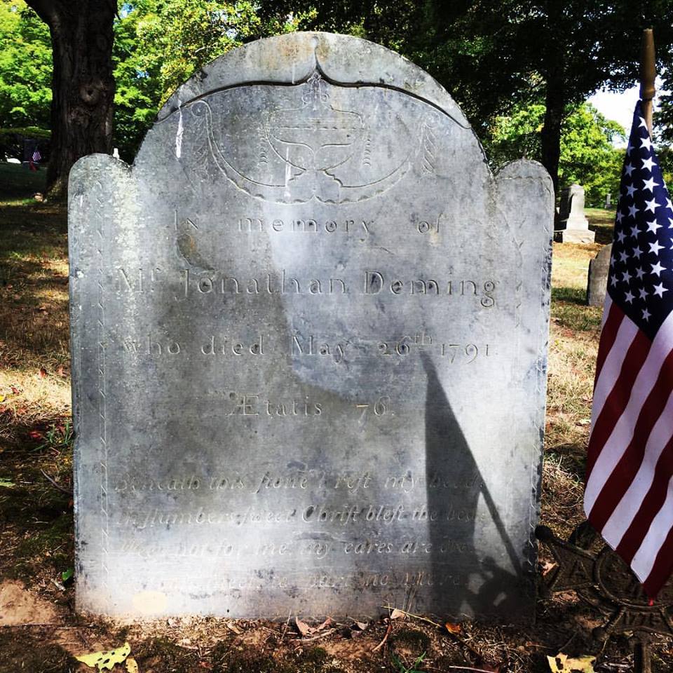 Mr. Johnathan Deming Beneath this stone I rest my head In slumbers sweet, Christ blest the bed Weep not for me, my cares are o've We soon shall meet, to part no more.
