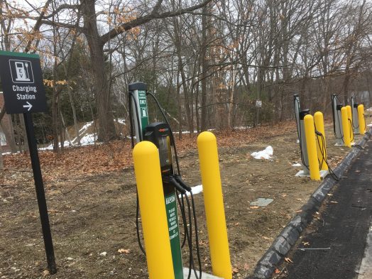 Electric car charging station, babson college Trim parking lot