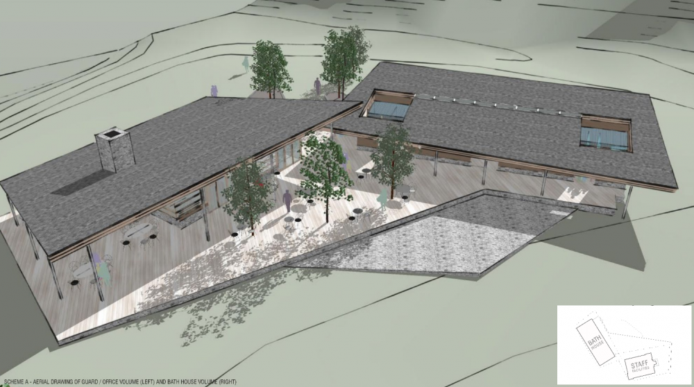 Morses Pond, bath house drawing